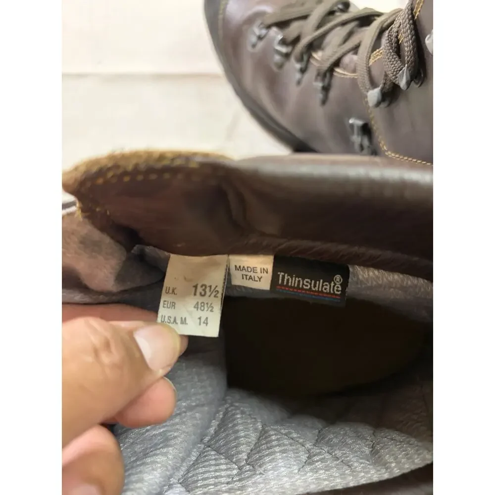 VTG L.L.Bean Hiking Boots Mens 14 Brown Leather Thinsulate Vibram Made In Italy